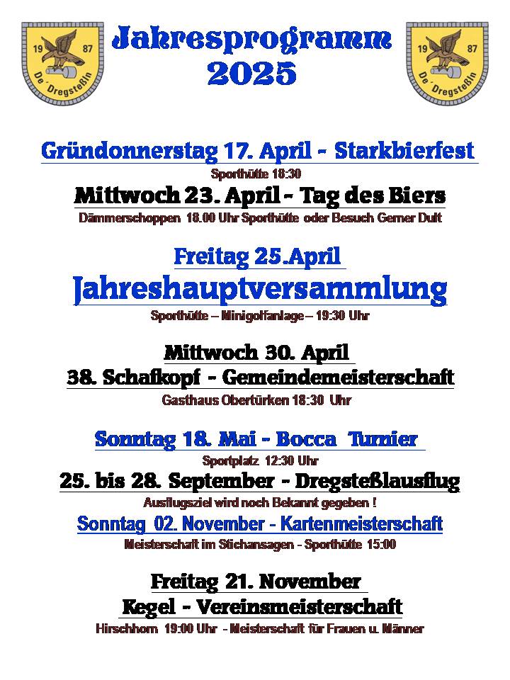 Dregstel - Jahreprogramm - 2033